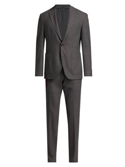 Shop Saks Fifth Avenue Men's Slim-fit Wool Single-breasted Suit In Gunmetal