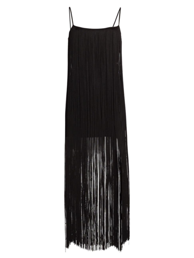 Shop Alexander Wang Women's Elongated Fringe Minidress In Black