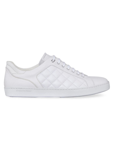 Shop Stefano Ricci Men's Calfskin Leather Sneakers In White