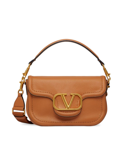 Shop Valentino Women's Alltime Grainy Calfskin Shoulder Bag In Almond