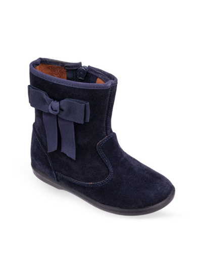 Shop Elephantito Baby's, Little Girl's & Girl's Bow Leather Boots In Suede Navy