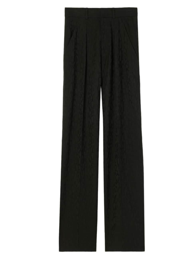 Shop St John Women's Leopard Wool Jacquard Trousers In Black