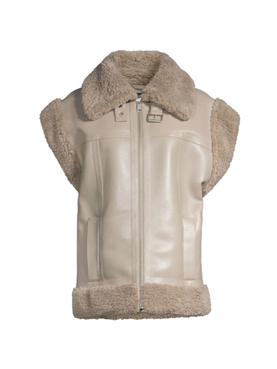 Shop Apparis Women's Jay Faux Leather-&-suede Moto Vest In Taupe