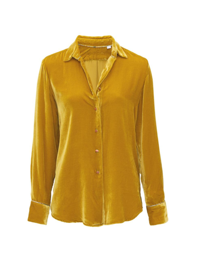 Shop Robert Graham Women's Carrie Velvet Buttoned Shirt In Gold