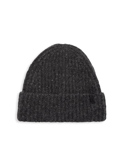 Shop Vince Women's Donegal Rib-knit Cashmere Beanie In Charcoal