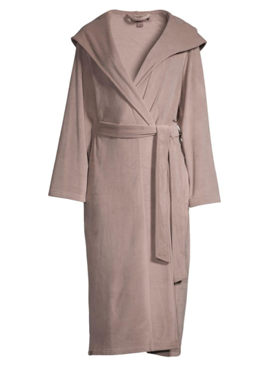Shop Barefoot Dreams Women's Luxechic Belted Hooded Robe In Deep Taupe