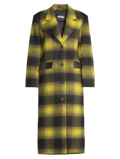 Shop Apparis Women's Alma Faux Wool Plaid Coat In Noir Yellow