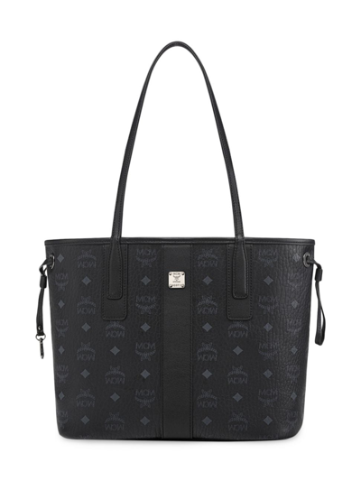 Shop Mcm Women's Small Liz Reversible Visetos Tote Bag In Black