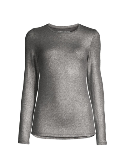 Shop Majestic Women's Soft Touch Metallic Crewneck Top In Anthracite