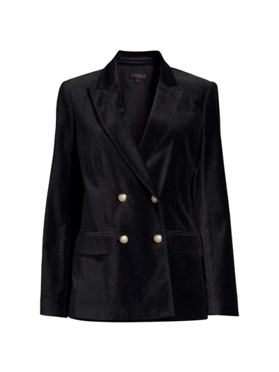 Shop Donna Karan Women's Main Event Double-breasted Velvet Jacket In Black