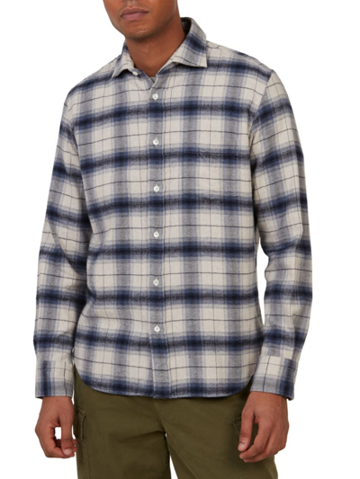 Shop Hartford Men's Paul Ombré Plaid Flannel Shirt In Navy Natural