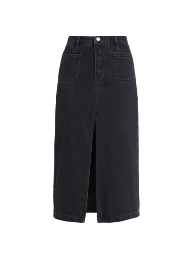 Shop Frame Women's Le Bardot Denim Midi-skirt In Inkwell Clean