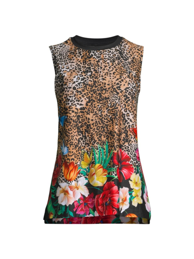Shop Johnny Was Women's Sandra Mixed-print High-low Muscle Tank In Neutral