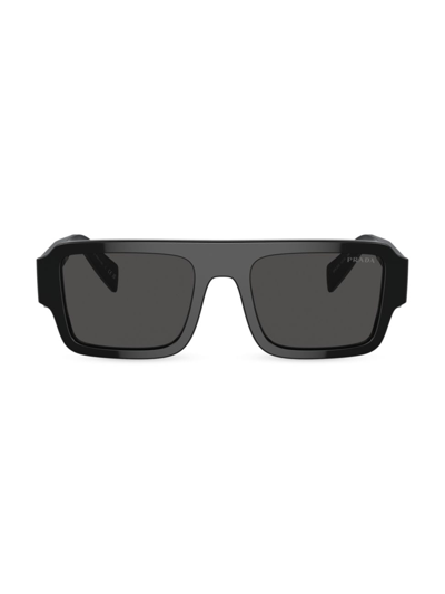 Shop Prada Men's Symbole 0pr A05s 53mm Rectangular Sunglasses In Black Smoke