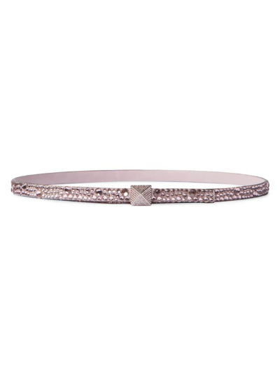 Shop Valentino Women's One Stud Belt With Crystals 12mm In Rose Water Lilac