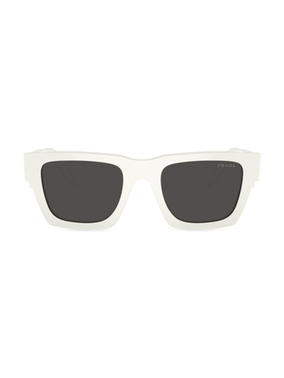 Shop Prada Men's Symbole 0pr A06sf 54mm Pillow Sunglasses In White Smoke