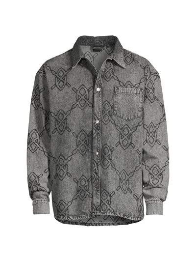 Shop Daily Paper Men's Nation Of Poets Rahul Long-sleeve Shirt In Mid Grey