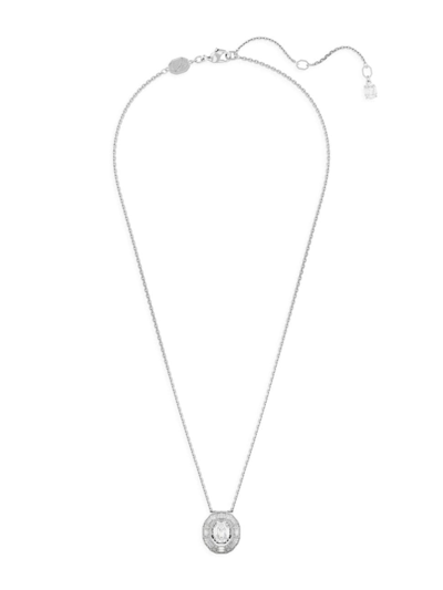 Shop Swarovski Women's Mesmera Rhodium-plated & Crystal Octagon Pendant Necklace In Clear