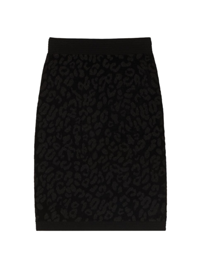 Shop St John Women's Metallic Leopard Knit Mini Skirt In Black