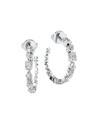 Shop Unsaid Women's Meta 18k White Gold & 2.43 Tcw Lab-grown Diamond Mini Hoop Earrings