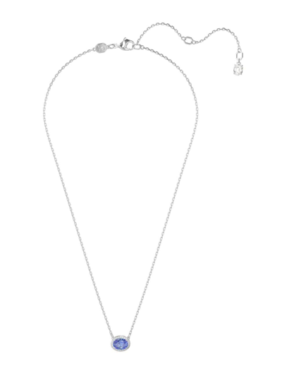 Shop Swarovski Women's Constella Rhodium-plated &  Crystal Halo Pendant Necklace In Blue