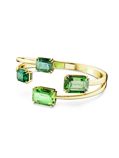 Shop Swarovski Women's Millenia Goldtone &  Crystal Cuff In Green