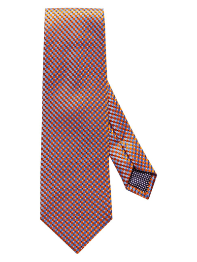 Shop Eton Men's Micro Circle Silk Tie In Orange