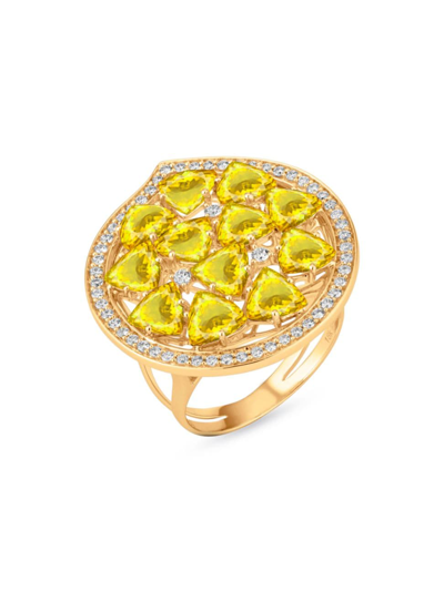 Shop Hueb Women's Mirage 18k Rose Gold, Yellow Citrine & 0.37 Tcw Diamond Ring