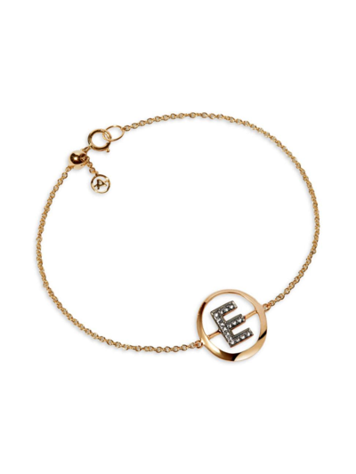 Shop Annoushka Women's Initial 18k Yellow Gold & 0.07 Tcw Diamond Pendant Bracelet In Initial E
