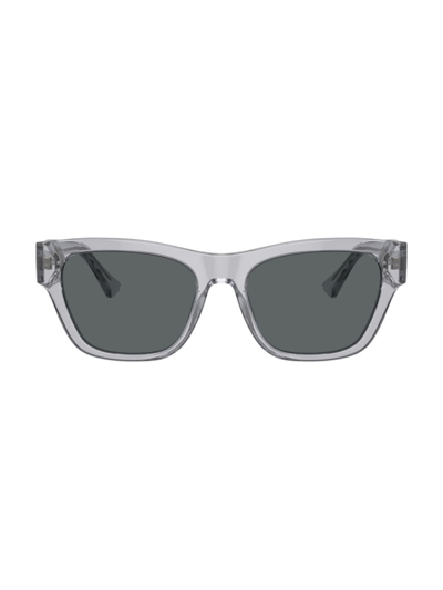 Shop Versace Men's 55mm Square Sunglasses In Transparent Dark Grey