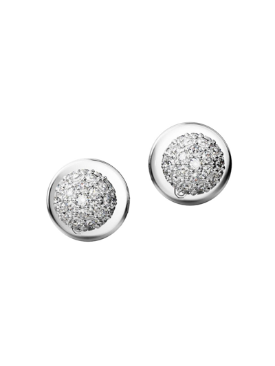 Shop Swarovski Women's Luna Rhodium-plated & Crystal Moon Front-to-back Stud Earrings In Silver