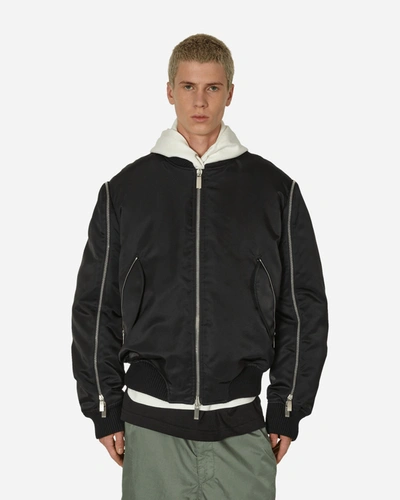 Off-white Arrow Embroidered Zip Bomber Jacket In Black