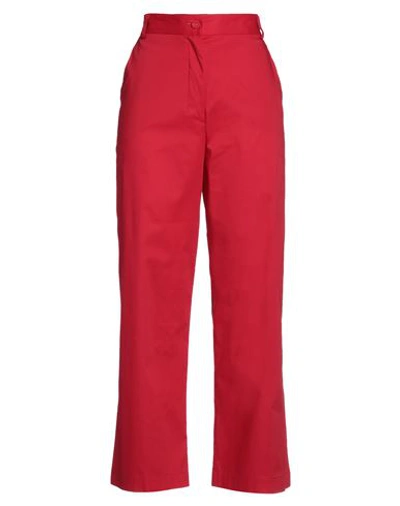 Shop Maison Laviniaturra Woman Pants Red Size 10 Cotton, Polyamide, Elastane