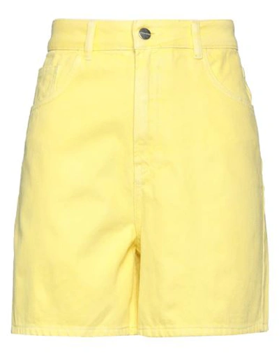 Shop Hinnominate Woman Shorts & Bermuda Shorts Yellow Size M Cotton