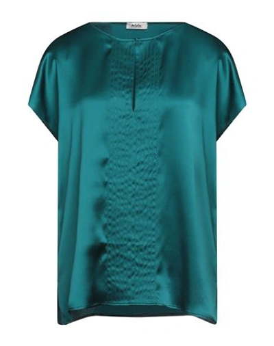 Shop Modigliani  Les Femmes Modigliani Les Femmes Woman Top Deep Jade Size L Silk In Green