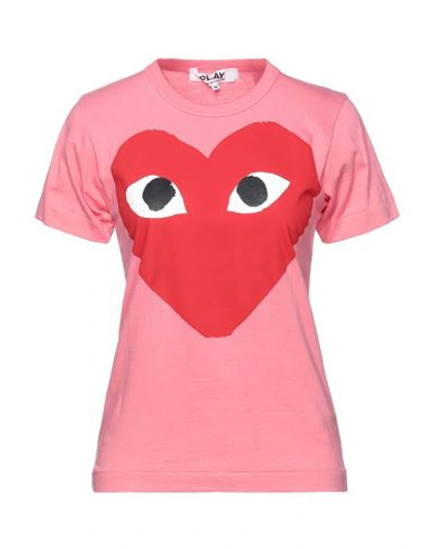 Shop Comme Des Garçons Play Woman T-shirt Pink Size M Cotton