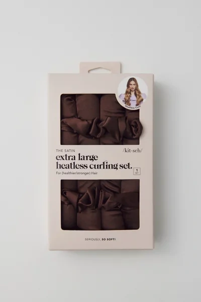 Shop Kitsch Satin Extra Large Heatless Curling Set In Brown At Urban Outfitters