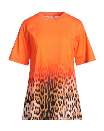 Shop Roberto Cavalli Woman T-shirt Orange Size S Cotton