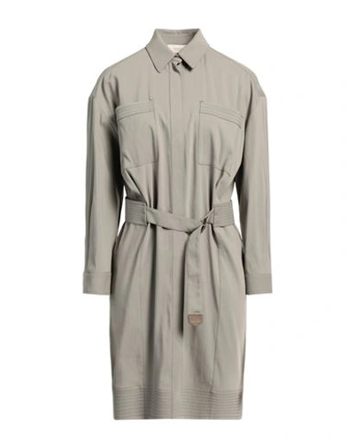 Shop Agnona Woman Mini Dress Grey Size 12 Cotton, Viscose, Elastane, Lambskin
