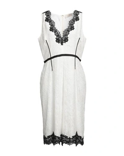 Shop Anna Molinari Woman Midi Dress White Size 10 Viscose, Polyamide, Cotton