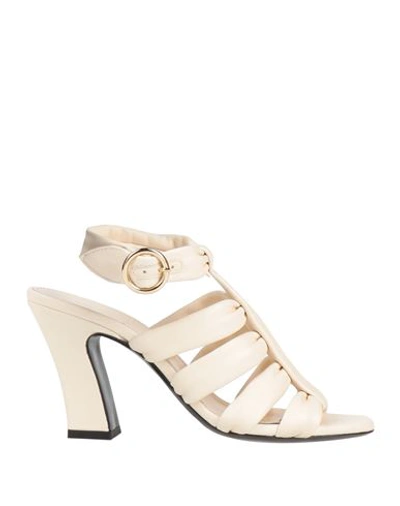 Shop Khaite Woman Sandals Cream Size 8 Soft Leather In White