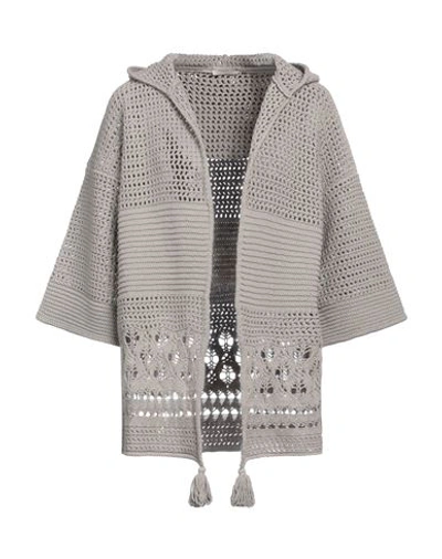 Shop Agnona Woman Cardigan Grey Size Xl Viscose, Polyester, Metallic Fiber