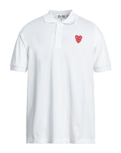 Shop Comme Des Garçons Play Man Polo Shirt White Size Xl Cotton