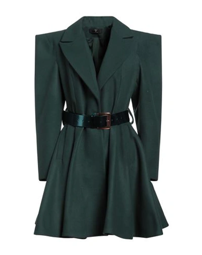 Shop Feleppa Woman Coat Dark Green Size 12 Polyester, Viscose, Elastane
