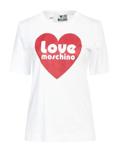 Shop Love Moschino Woman T-shirt White Size 4 Cotton, Elastane
