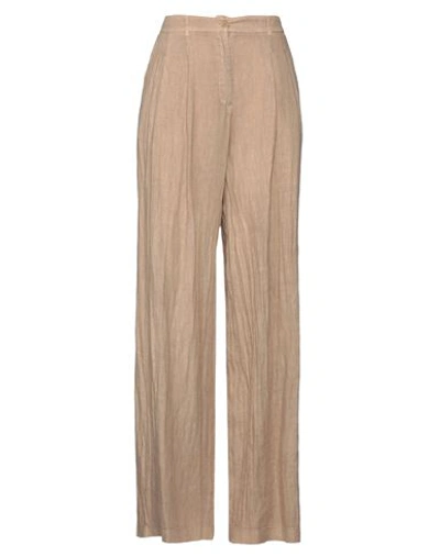 Shop Access Fashion Woman Pants Camel Size M Linen In Beige