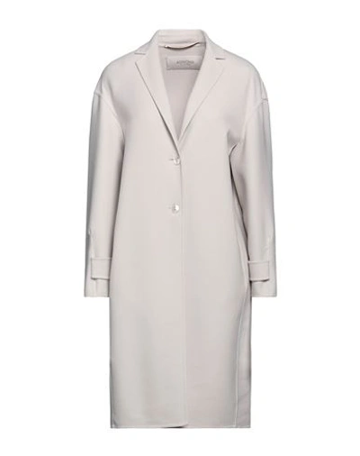 Shop Agnona Woman Overcoat & Trench Coat Light Grey Size 12 Wool, Elastane, Polyamide, Viscose, Lyocell