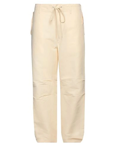 Shop Auralee Man Pants Ivory Size 5 Linen, Cotton In White