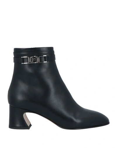 Ferragamo Woman Ankle Boots Black Size 9.5 Calfskin In Black