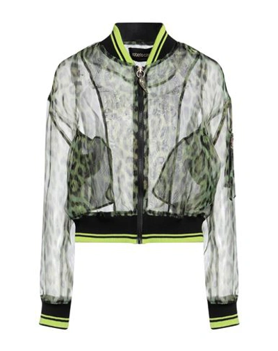 Shop Roberto Cavalli Woman Jacket Acid Green Size 8 Polyester, Cotton